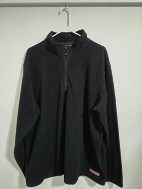 Mens Vineyard Vines fleece quarter-zip pullover in black, size XXL